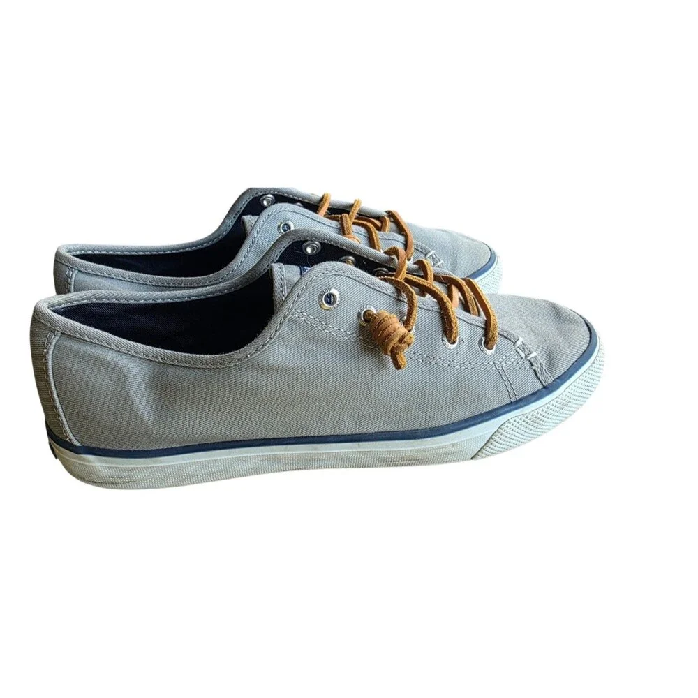 Sperry Top Sider Men's Gray Canvas Boat Deck Shoes Size 9.5 M